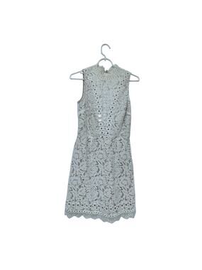 Free People by Saylor Lace Scalloped Eyelet Dress Womens Size 2XS White Floral